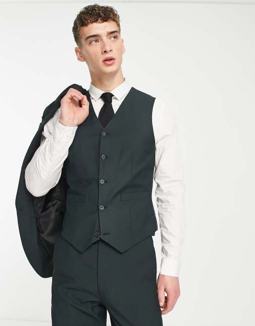 ASOS DESIGN slim suit waistcoat in forest green 