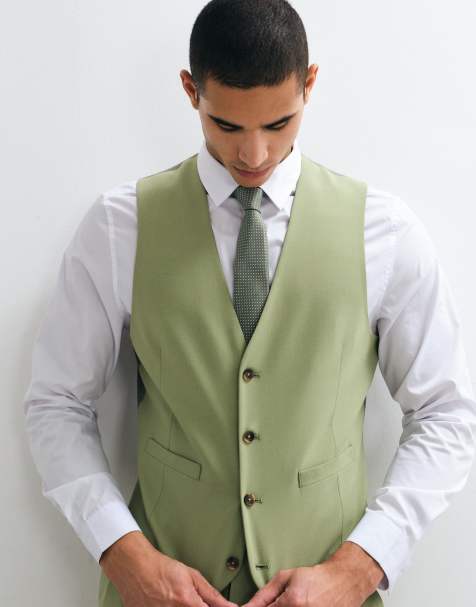 ASOS DESIGN slim suit waistcoat in green - view 1
