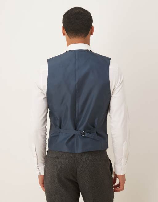 ASOS DESIGN slim suit waistcoat in grey microtexture, 3 of 5