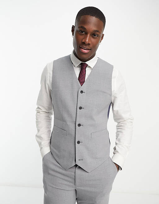 ASOS DESIGN slim suit waistcoat in grey | ASOS