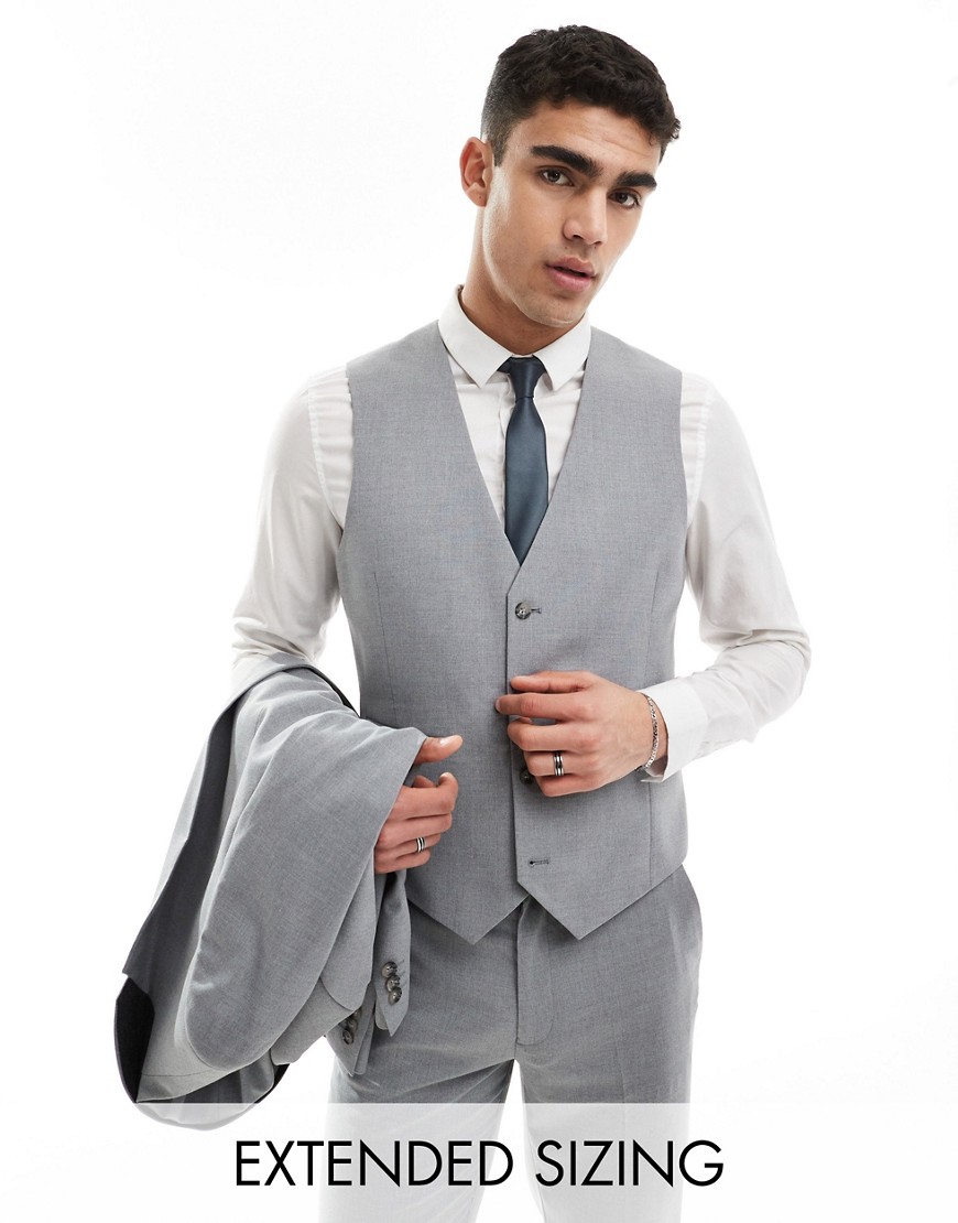 Asos Design Slim Suit Waistcoat In Grey-gray