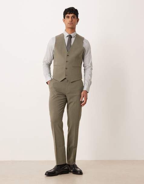 ASOS DESIGN slim suit waistcoat in khaki - view 2