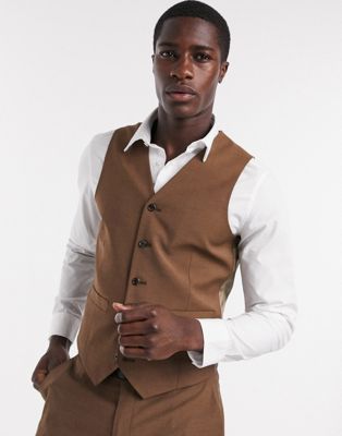Asos Men Clothing Jackets Waistcoats Slim fit vest in light 