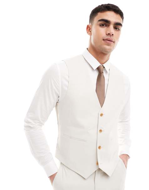 ASOS DESIGN slim suit waistcoat in light stone - view 1
