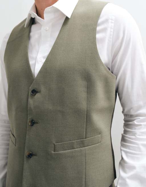 ASOS DESIGN slim suit waistcoat in mid green, 4 of 5