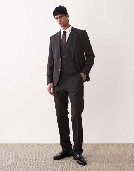 ASOS DESIGN slim suit waistcoat in mid grey, 2 of 5