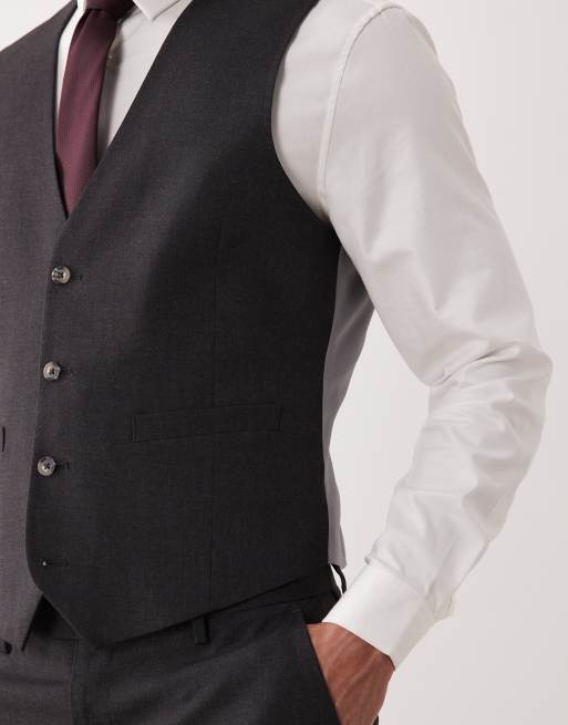 ASOS DESIGN slim suit waistcoat in mid grey, 5 of 5