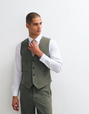 Asos Design Slim Suit Waistcoat In Green