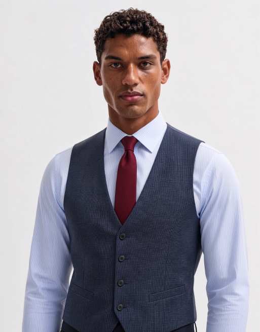 ASOS DESIGN slim suit waistcoat in navy washable wool blend, 9 of 10