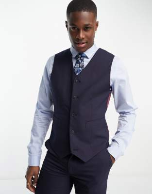 ASOS DESIGN slim suit waistcoat in navy - ASOS Price Checker