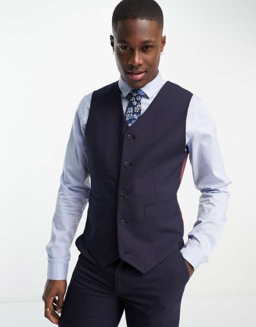 Cosmic gyde vasketøj ASOS DESIGN slim suit waistcoat in navy | ASOS