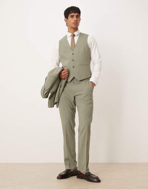 ASOS DESIGN slim suit waistcoat in sage - view 2
