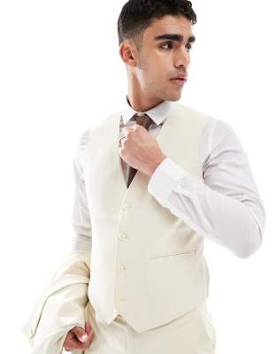 ASOS DESIGN ASOS DESIGN slim suit waistcoat in stone-Neutral