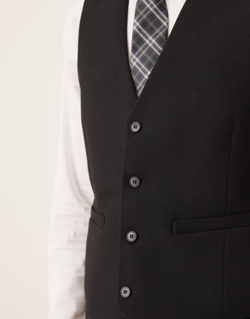 ASOS DESIGN slim suit waistcoat with wool in black, 5 of 5