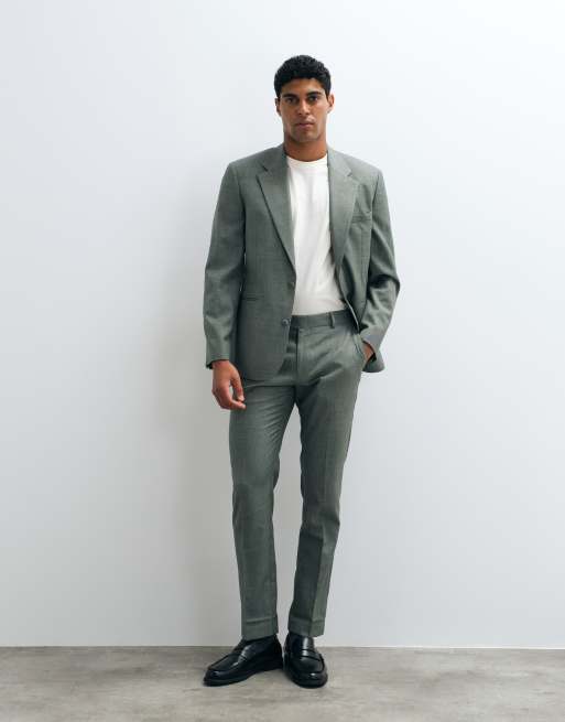 ASOS DESIGN slim suit waistcoat with wool in mid green, 3 of 5