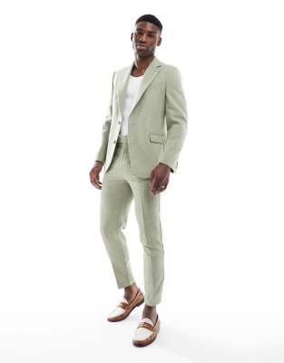 asos ASOS DESIGN slim suit with wool in sage green