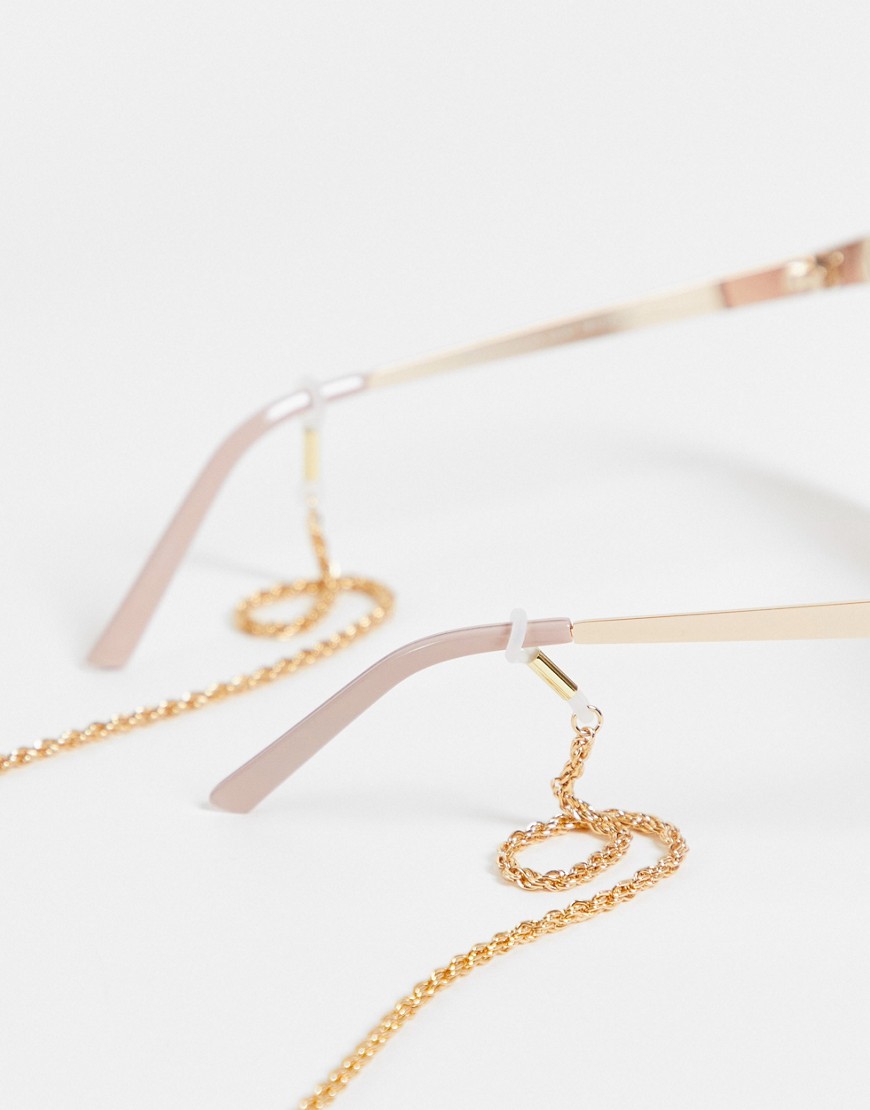 ASOS DESIGN slim sunglasses chain with rope chain in gold tone