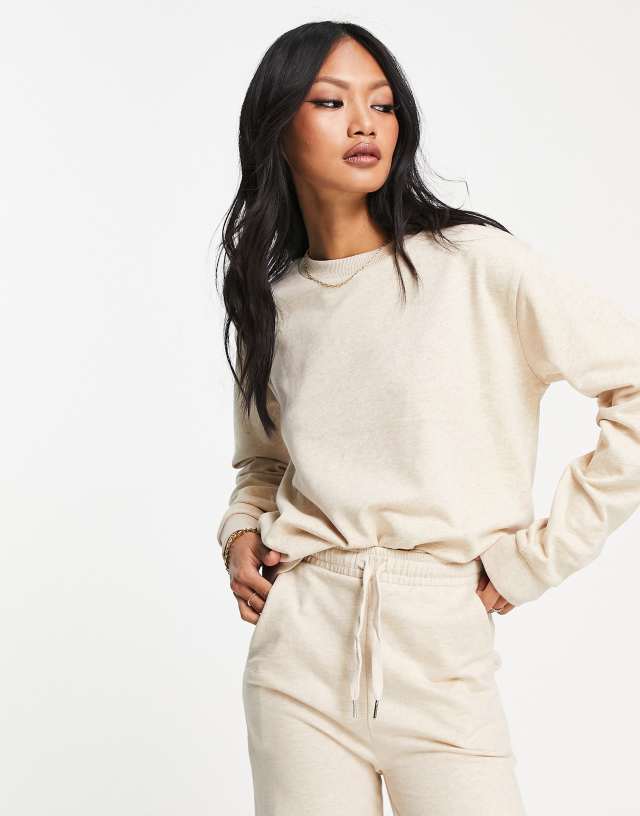 ASOS DESIGN slim sweatshirt in oatmeal heather