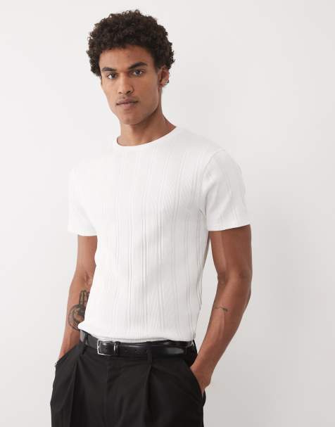 ASOS DESIGN slim t-shirt in white rib - view 1