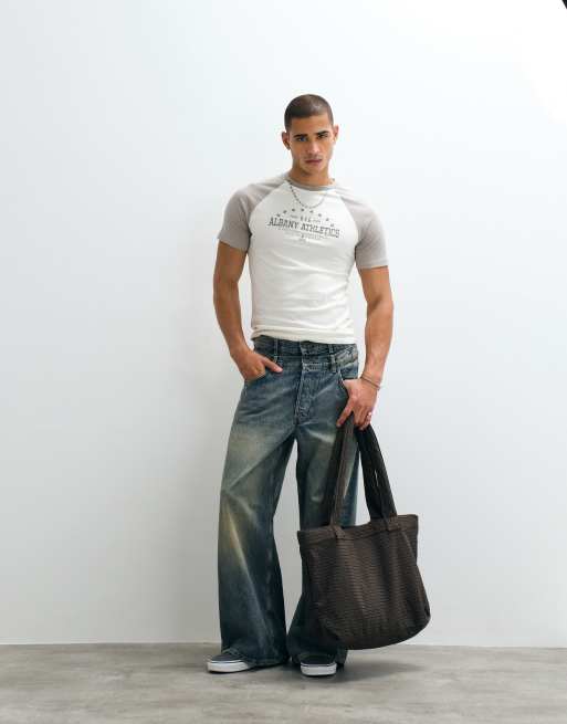 ASOS DESIGN slim t-shirt with Albany Athletics graphic in cream, 2 of 5