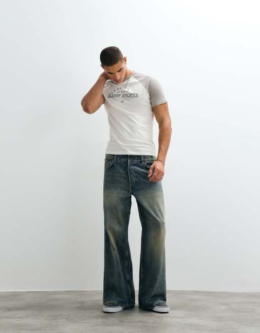 ASOS DESIGN slim t-shirt with Albany Athletics graphic in cream, 5 of 5