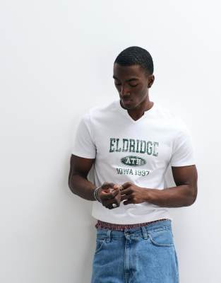 Asos Design Slim T-shirt With Eldridge Graphic In Multi