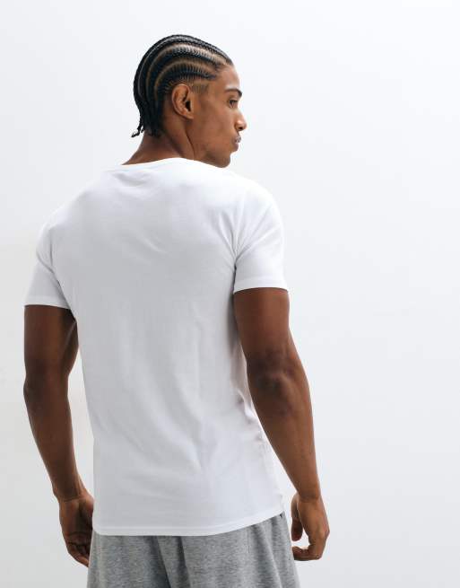 ASOS DESIGN slim t-shirt with sleeve graphic in white, 5 of 5