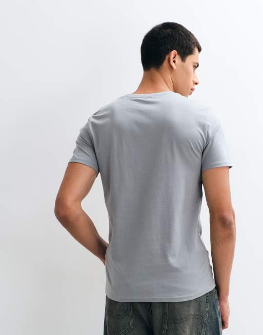 ASOS DESIGN slim T-shirt with text graphic in gray, 5 of 5