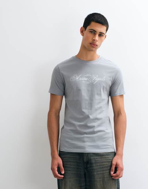 ASOS DESIGN slim t-shirt with text graphic in grey, 2 of 5
