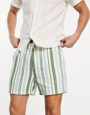 ASOS DESIGN slim textured shorts in stripe - ASOS Price Checker