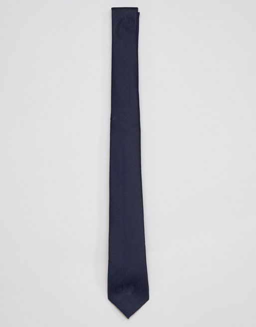 ASOS DESIGN slim textured tie in navy | ASOS
