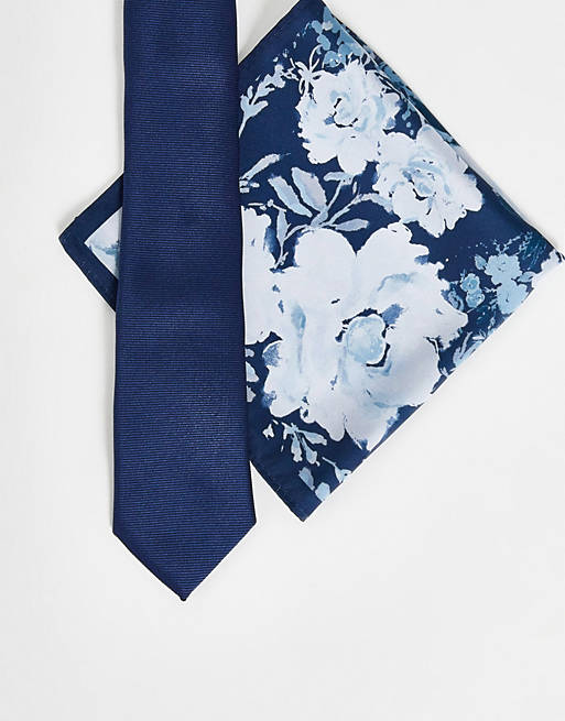 Asos Men Accessories Ties Pocket Squares Slim tie and pocket square with floral design in 