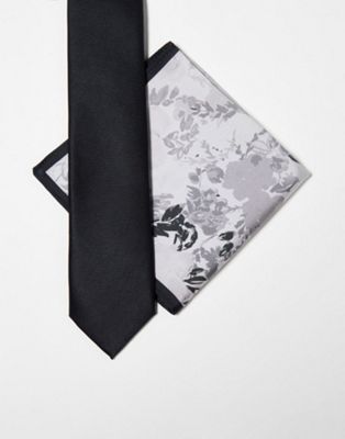 ASOS DESIGN slim tie in black and grey floral - ASOS Price Checker