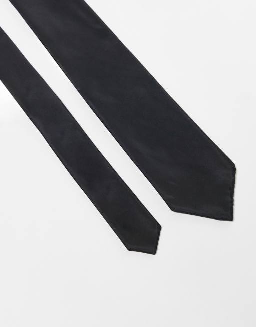 ASOS DESIGN slim tie in black faux leather, 2 of 3