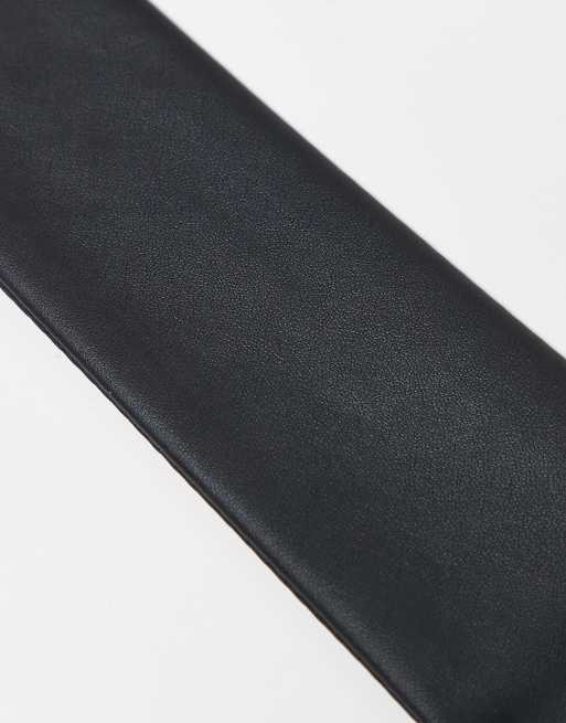 ASOS DESIGN slim tie in black faux leather, 3 of 3