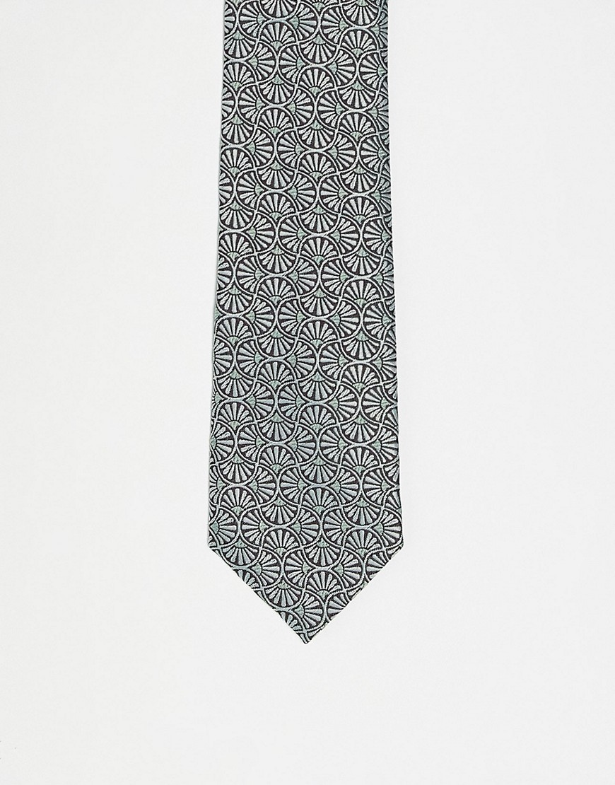 ASOS DESIGN slim tie in brown and green 70s retro design-Multi