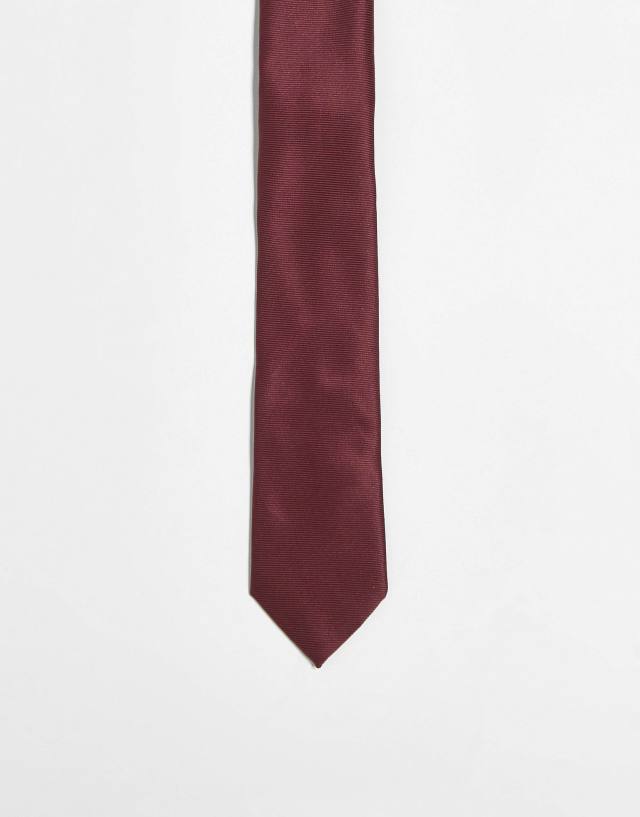 ASOS DESIGN slim tie in burgundy