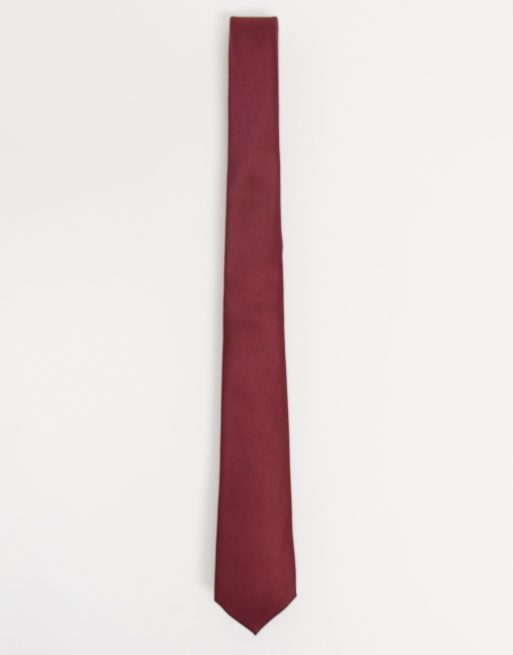 ASOS DESIGN slim tie in burgundy | ASOS