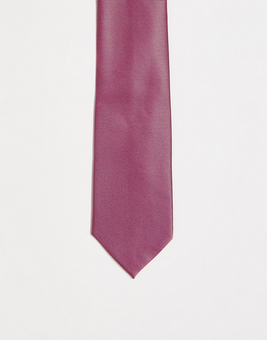 ASOS DESIGN slim tie in dark rose-Pink