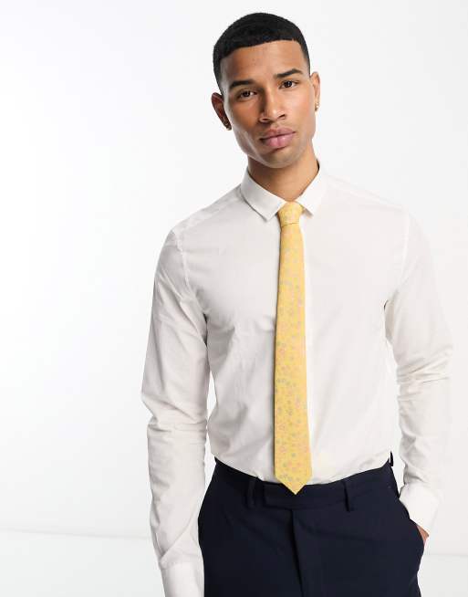 ASOS DESIGN slim tie in gold ditsy floral | ASOS