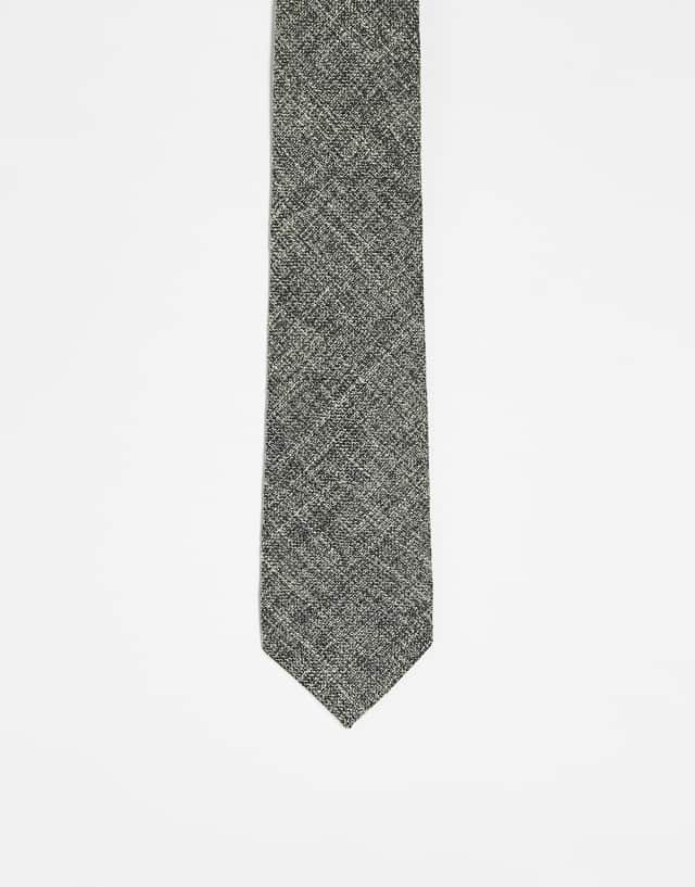 ASOS DESIGN slim tie in gray and cream textured weave