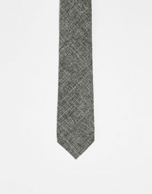 ASOS DESIGN slim tie in grey and cream textured weave - ASOS Price Checker