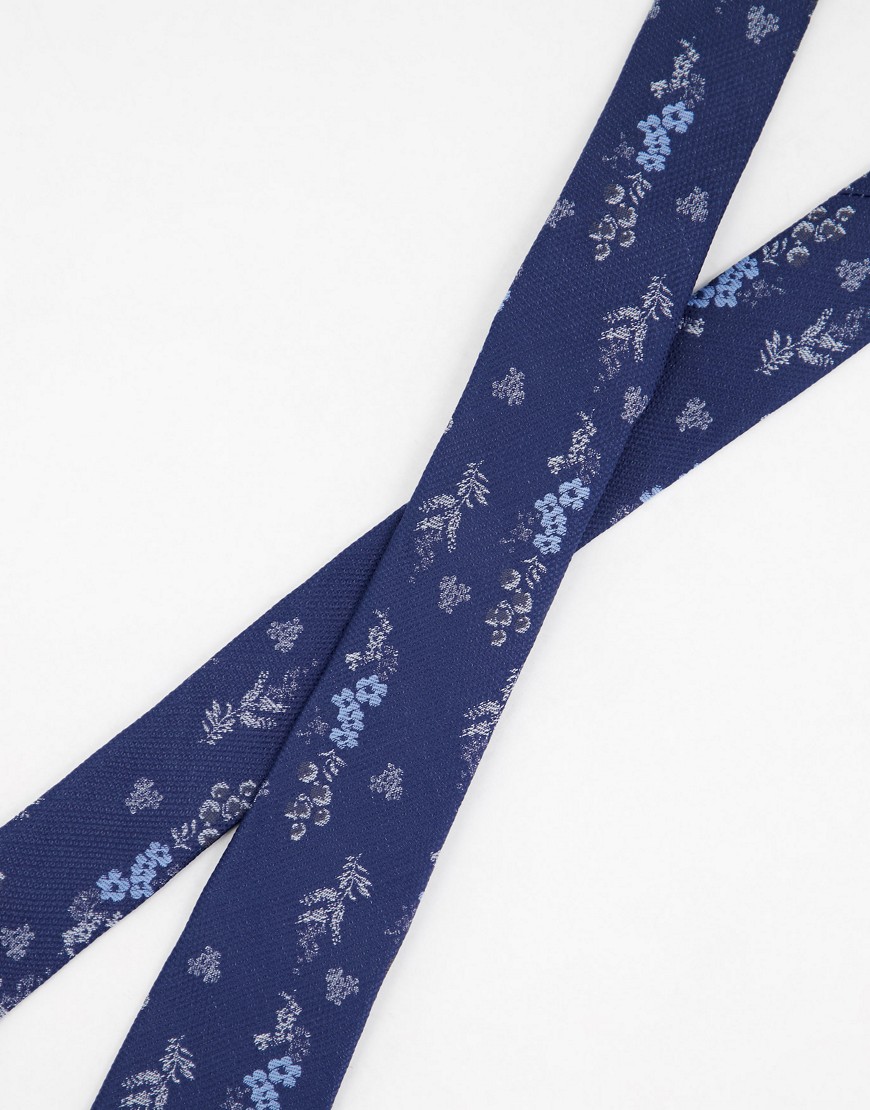 ASOS DESIGN slim tie in navy floral