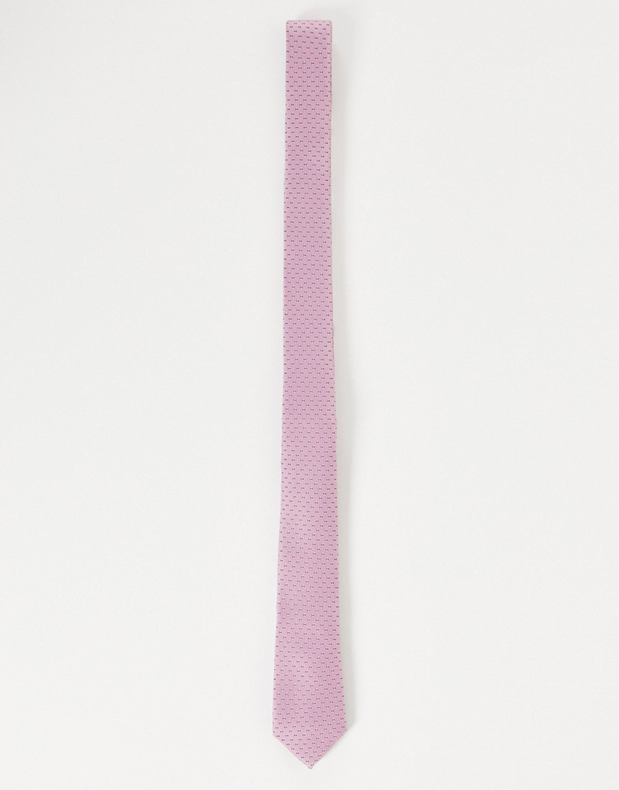 ASOS DESIGN slim tie in pink geo print