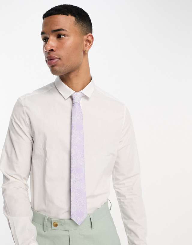 ASOS DESIGN slim tie in purple floral