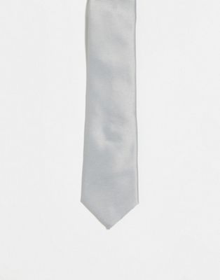 Asos Design Slim Tie In Silver