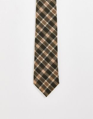 ASOS DESIGN slim tie with 70s check in brown