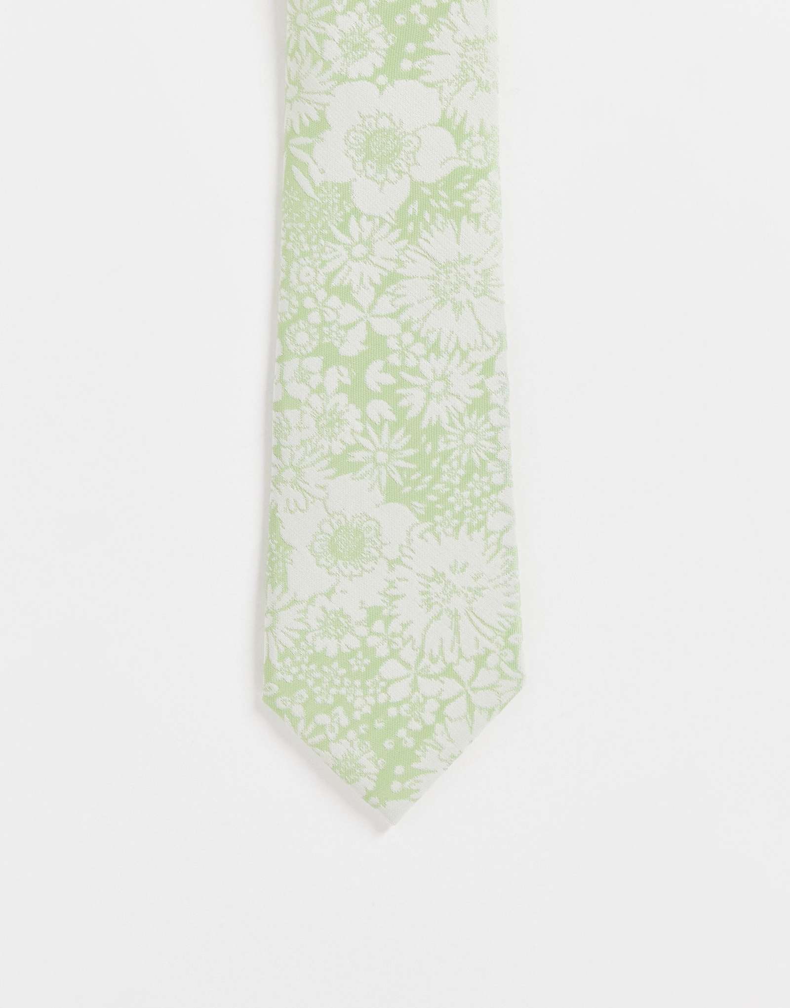 Тонкий галстук ASOS DESIGN с цветочным узором зеленого цвета