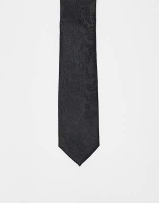 ASOS DESIGN ASOS DESIGN slim tie with floral print in black