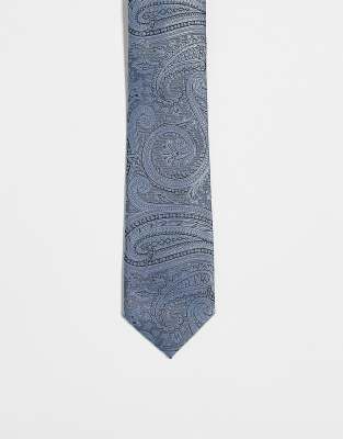 slim tie with paisley print in gray